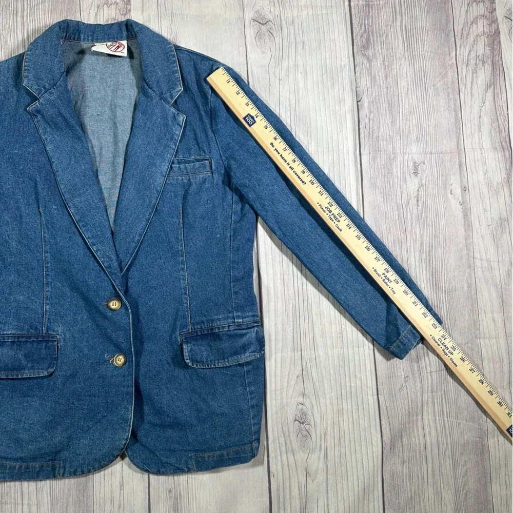 Women’s Vintage Cotton Blue Denim Blazer Jacket. - Picture 8 of 8